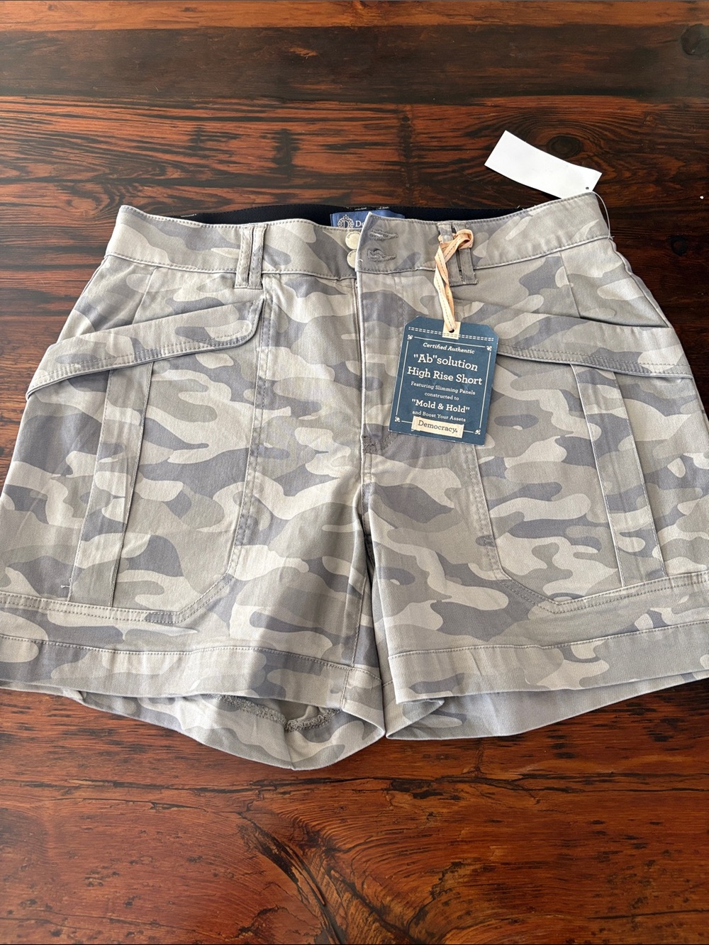 Democracy High Rise Camo Shorts Grey Green size 14W